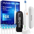 thumbnail image 3 of (3 pack) MySmile UC605 Sonic Electric Toothbrush for Adults, Enamel Safe Rechargeable Toothbrush with 6 Brush Heads & Travel Case, 2 Mins 5 Modes Smart Timer, 48000VPM Vibration Deep Cleaning, IPX7, White, 3 of 14