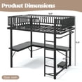 thumbnail image 5 of Full Size Metal Loft Bed with Desk and Charging Station, UHOMEPRO Heavy Duty Metal Loft Bed Frame with LED Light, Computer Tower Tray, Hanging Rail, Guardrails and Ladder for Adults, Teens, Dorms, 5 of 10