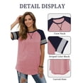 thumbnail image 3 of TEMOFON Women Tops Short Sleeve Summer Shirt for Women Baseball Tunic Top Casual Knit T Shirts Striped Light Pink Cute Tees, 3 of 8