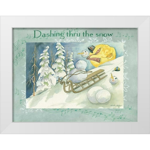 Phillips, Anita 18x15 White Modern Wood Framed Museum Art Print Titled - Dashing Through the Snow