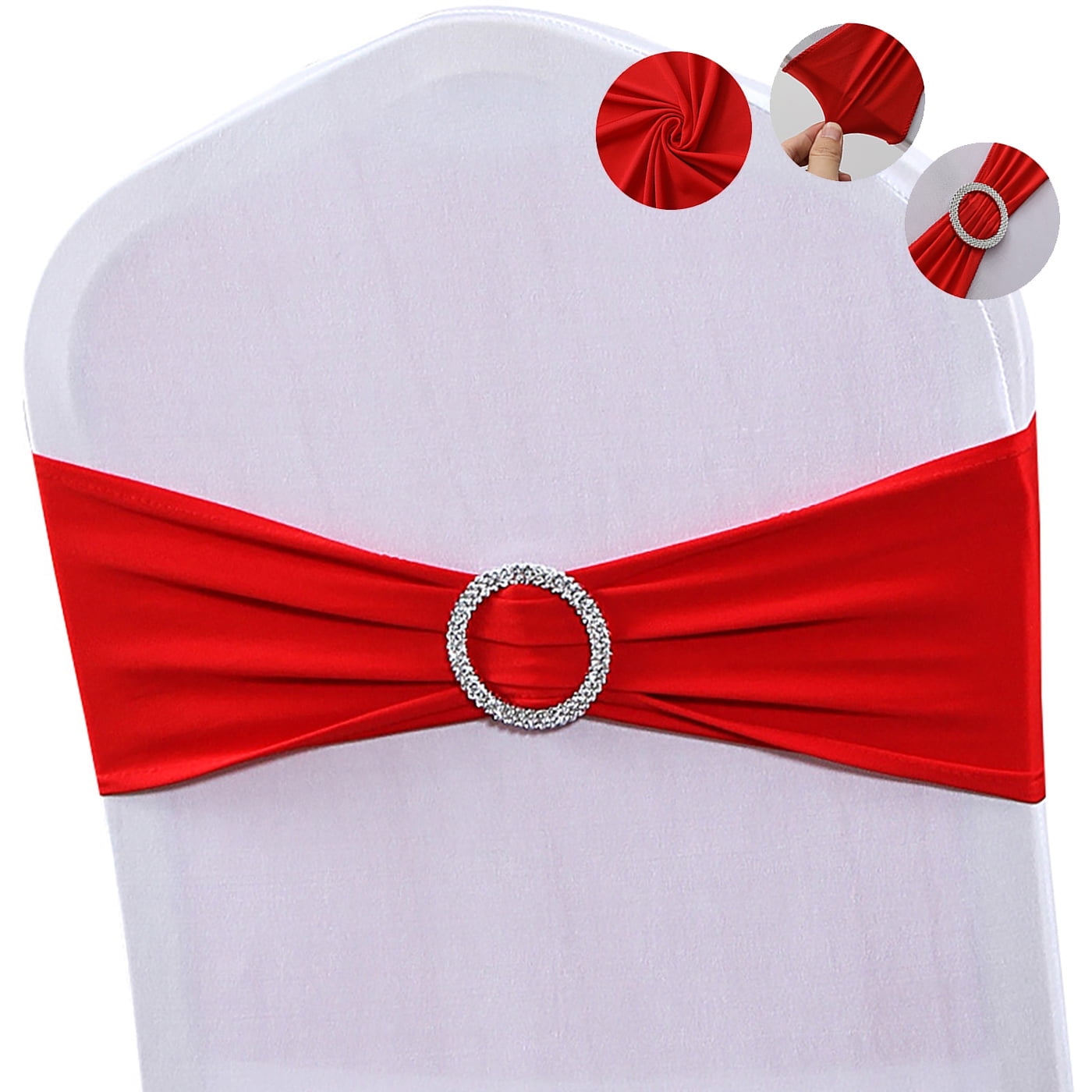 150 Spandex Chair Sashes With Silver Buckle Sliders – Wedding Party Decoration