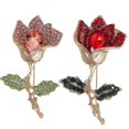 thumbnail image 1 of 2 pcs Crystal Flower Brooch Pins for Women, 1 of 4