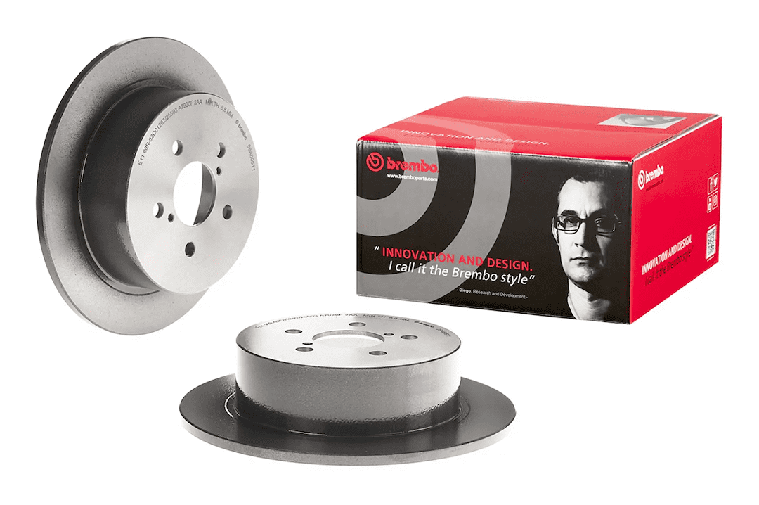 Brembo 08A60511C02; Brake Rotor; Solid; One Piece Design; Wheel Bolt Pattern 5 x 100 Millimeter; Gray Cast Iron; Single