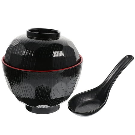

Guichaokj 1 Set of Japanese Miso Soup Bowl with Spoon Japanese Style Rice Bowl Covered Miso Soup Bowl