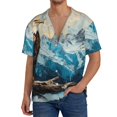 thumbnail image 1 of Balery Iceberg Bald Eagle Camisa Casual de Manga Corta con Botones para Hombre, Texturizada, Estilo Cubano, para Playa, Verano-Small, 1 of 5