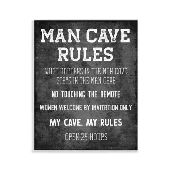 Stupell Industries My Man Cave Rules Typography Painting Unframed Art Print Wall Art, 11 x 14
