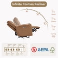thumbnail image 5 of Spruce & Spring Genuine Leather Swivel Glider Recliner with Triple Motor Support, Saddle, 5 of 27