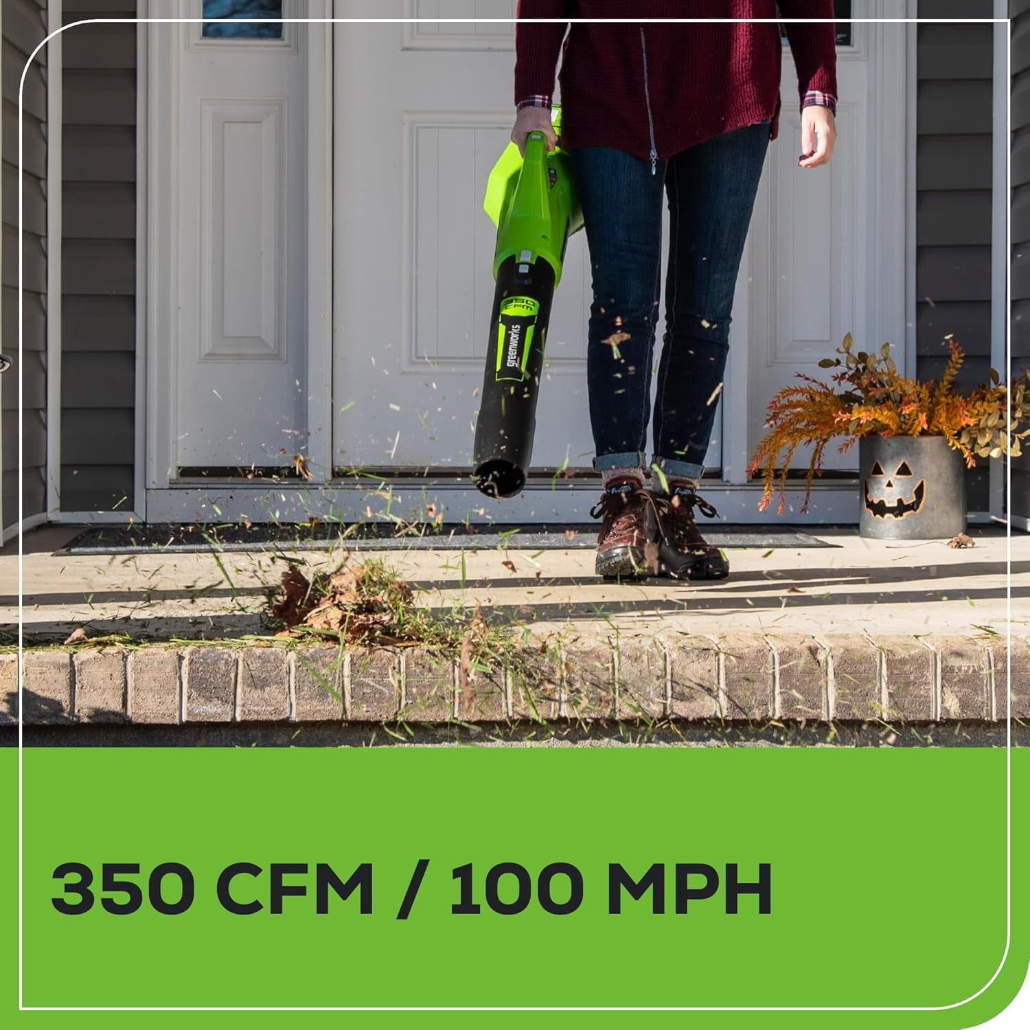 Greenworks 40V (100 MPH / 350 CFM / 75+ Compatible Tools) Cordless Axial Leaf Blower, 2.0Ah Battery and Charger Included