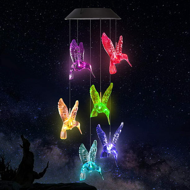 Solar Wind Chimes Decorative Mobiles Color Changing Hummingbird Led Outdoor Mobile Hanging Patio Light For Home Yard Garden Gifts Mom Com - Decorative Mobiles For The Home