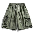thumbnail image 2 of LpwkSSA Mens Vintage Cotton Cargo Shorts Multi Pocket Design Durable Fabric Relaxed Silhouette for Outdoor Adventures Green XXXXL, 2 of 4