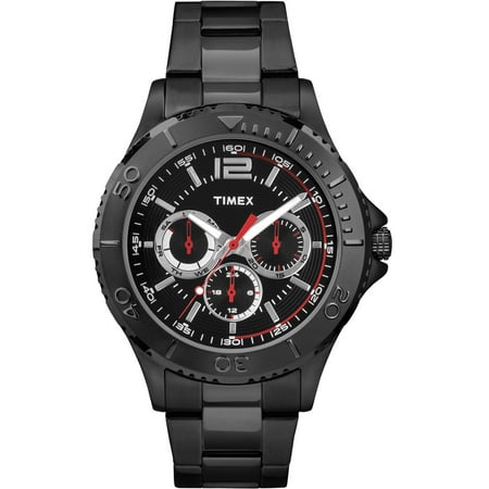 Accutron Black Bracelet - Timex Men's Taft Street Multifunction Watch, Black Stainless Steel Bracelet