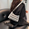 thumbnail image 2 of Bolso bandolera para mujer Bolso de hombro con patrón de cuadros Bolso de mano (Blanco), 2 of 8