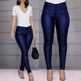 thumbnail image 4 of Pantalones ajustados casuales y sexys de cuero PU de color sólido de otoño e invierno para mujer, 4 of 6