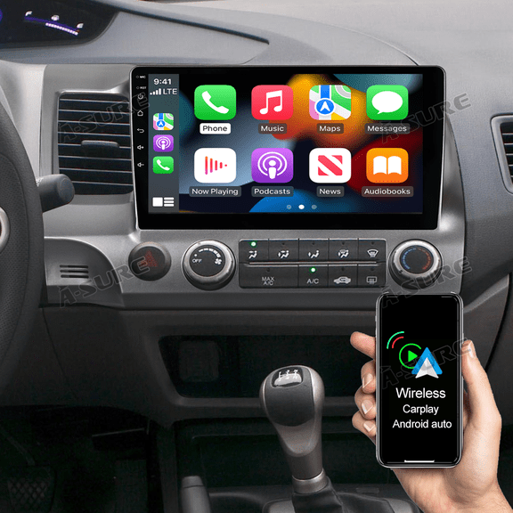 10.1" Wireless CarPlay Android 13 Car Stereo Radio for Honda Civic VIII 2006-2011 Support GPS Navi Wi-Fi Bluetooth 5.1 SWC DSP RDS 2 32GB