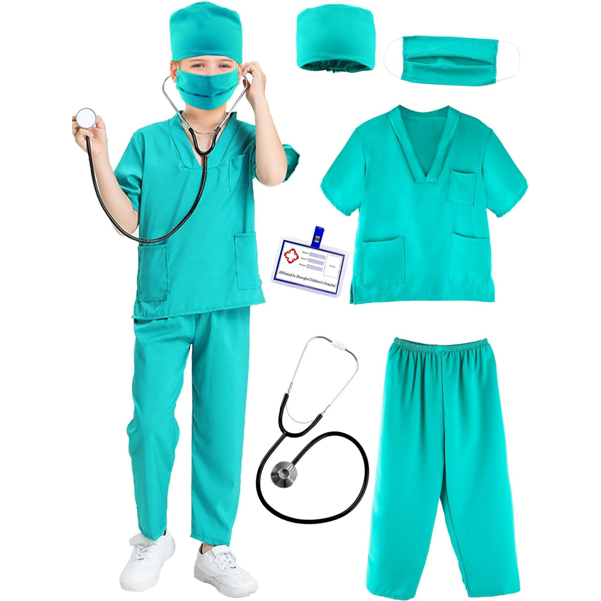 Kids Doctor Scrubs Costume Set Doctor Surgical Suit Uniform for Boys Girls Dress Up Halloween Cosplay Walmart
