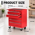 thumbnail image 2 of Memoryfield Metal Rolling Tool Chest with 5 Drawers, Portable Tool Storage Cabinet with Lock & Hooks, Tool Cart Organizer for Garage Workshop, Red, 2 of 8