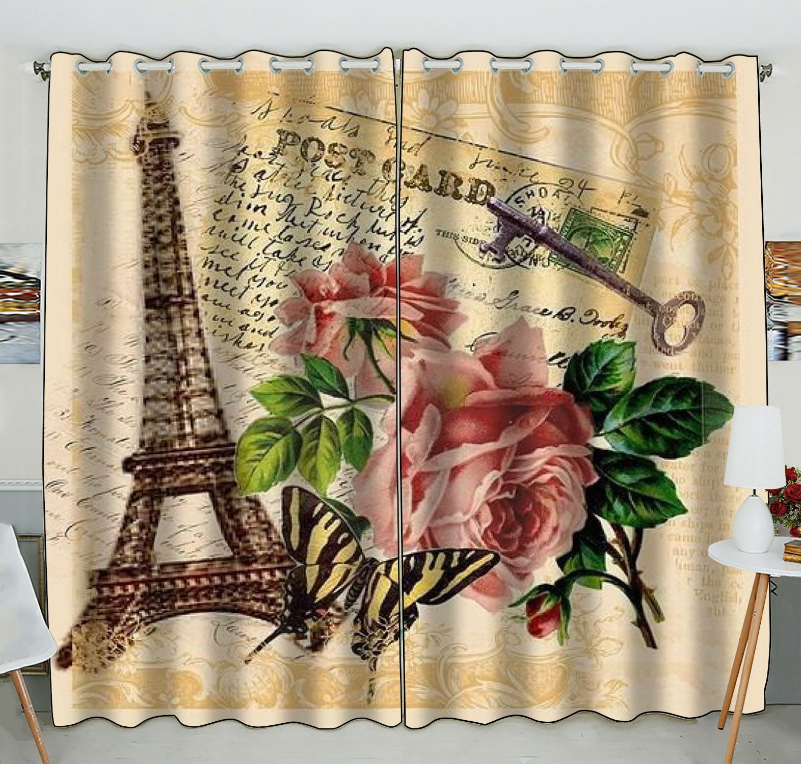 ZKGK Paris Eiffel Tower Window Curtain Drapery/Panels/Treatment For