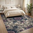 thumbnail image 3 of ODIKA 8'x10' Washable Area Rug Non-Slip Chair-Friendly Mat Medallion With Mauve Vintage Scrolling Border Accents Rose Floral Refined for Dining Room, Large Office, Lounge, 3 of 7