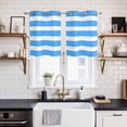 thumbnail image 2 of 2 Panels Kitchen Tier Curtains 39 Inch Length, Blue Striped Grommets Window Treatment Curtain, Modern Simple Monochrome Geometric White Thermal Curtains Drapes for Living Room/Bathroom, 2 of 9