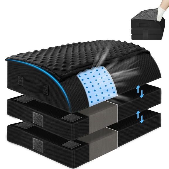 KingPavonini Foot Rest Under Desk for Office Use, 3 Layer Adjust Memory Foam Foot Stool with Feet Warm Pocket Black