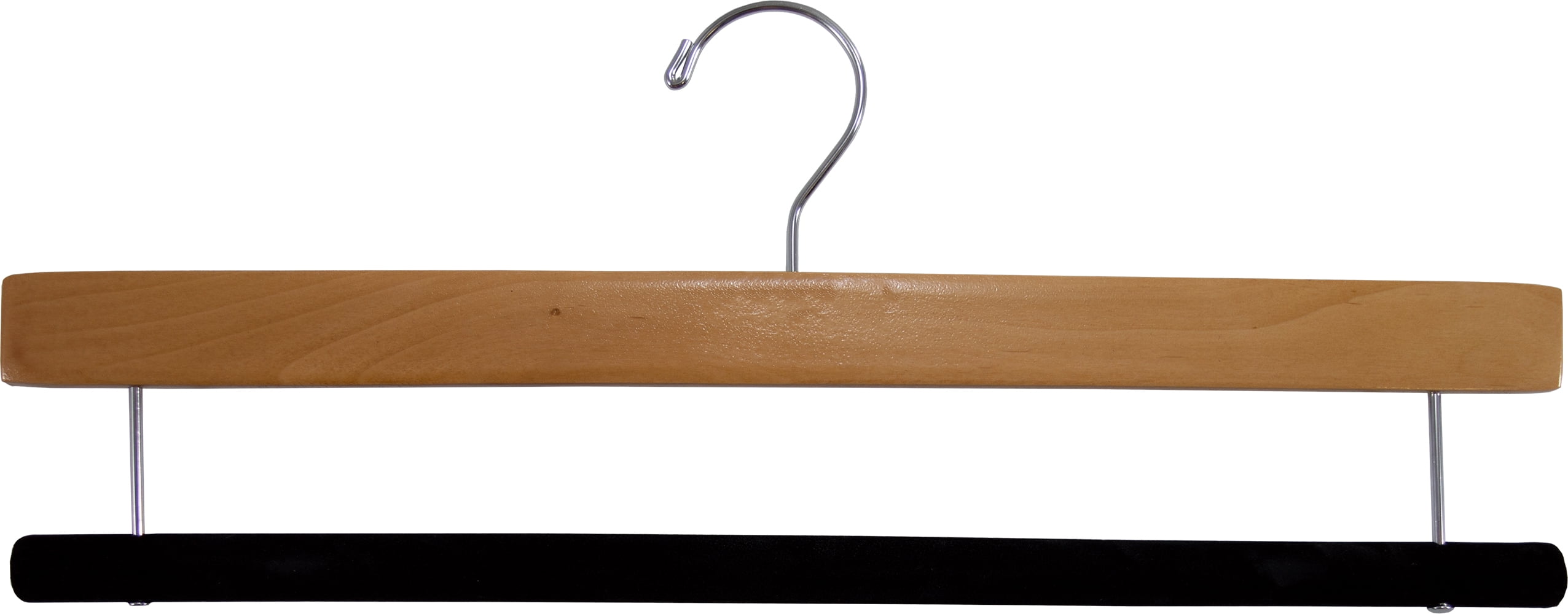 INTERNATIONAL HANGER Extra Long Natural Wood Pant Hanger with Flocked NonSlip Bar, 25 Pack