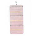 thumbnail image 1 of Organizador de joyas de doble cara, organizador de joyas colgante, soporte de joyería plegable de pared antienredos con 48 bolsillos. Rosa, 1 of 9