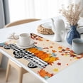 thumbnail image 3 of Happy Fall Placemats Set of 4 Maple Leaf Pumpkin Plaid Thanksgiving Truck Orange Heat Insulated Linen Place Mats, Washable Stain-Proof Table Mats for Dining Tables Holiday Decor 13x19inch, 3 of 9