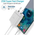 thumbnail image 2 of Super Fast Adaptive Wall Adapter 25W Charger for Doogee V30 with 4FT (1.2M) USB C PD Charging Cable - White (US Version), 2 of 3