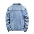 thumbnail image 3 of Edvintorg Denim Jacket Men Casual Plus Size Winter Jackets Fashion Trucker Jean Coat Single Breasted Jean Jackets Coat Outwear with Pocket, 3 of 6