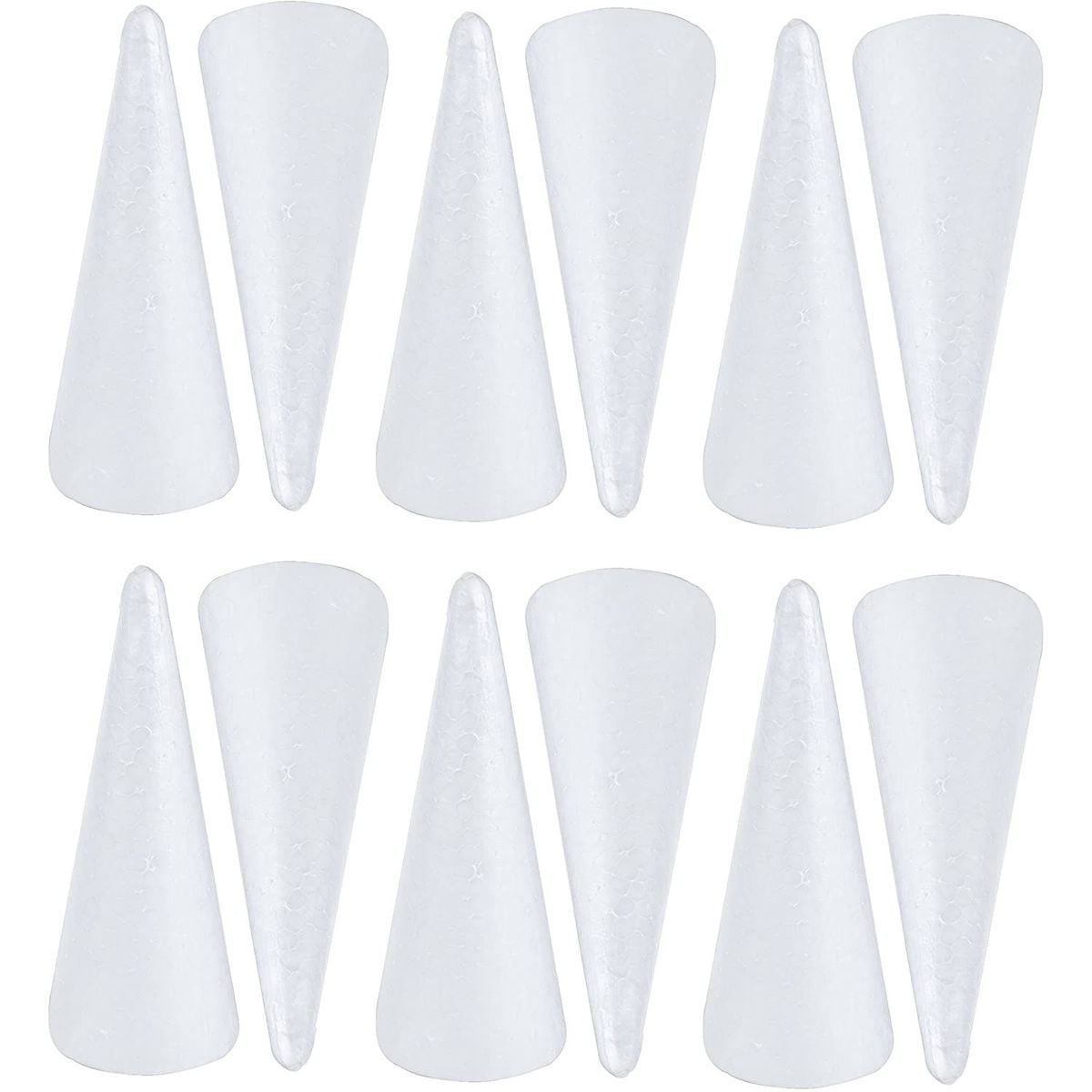 12 Pack Foam Cones for DIY Crafts, Christmas Gnomes, Holiday Party Decor,  White, 2.87×7.25 in –  – Toys and Game Store
