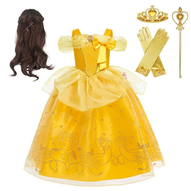 Disfraz de niña de Disney, vestido de princesa Aurora Bella, disfraz de lujo para niños, ropa de Navidad para Halloween, 4-5T (tag 120) Gao Jinjia LED