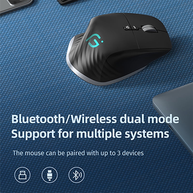 Bluetooth +2.4G Wireless Mouse Rechargeable 12 Colors RGB LED Gaming Mouse Ergonomic Mice for Gamer Computer Laptop iPad