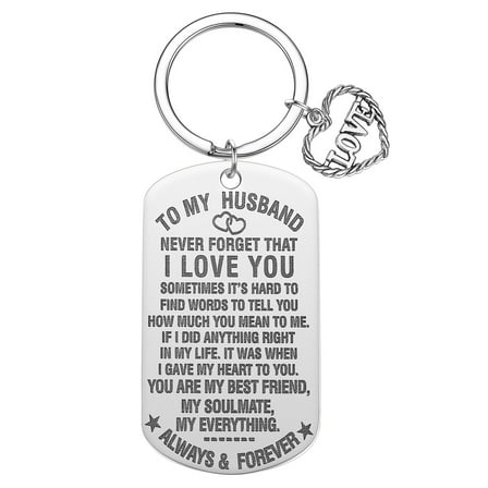 To My Man Husband Keyring Stainless Steel I Love You Tag Pendant Keychain Couples Lovers Jewelry Boyfriend Birthday Gifts