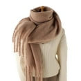 thumbnail image 2 of Women Fall Winter Scarf Elastic Thickened Solid Color Tassel Decor Warm Soft Cozy Wide And Long Neck Protection Unisex Shawl, 2 of 8