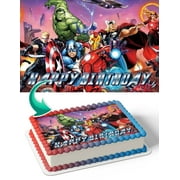 Marvel The Avengers Hulk Captain America Iron Man RB Edible Cake Image Topper Birthday Photo Icing Fondant Decoration Print 1/4 Sheet