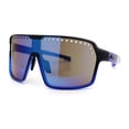 thumbnail image 5 of Xloop Mens Large Shield USA American Flag Print MTB Rectangle Sunglasses Black Blue - Blue Mirror, 5 of 8