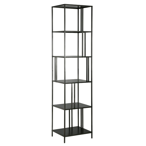 Evelyn Zoe Industrial 18 Wide Bookcase, 18 Inch Wide White Bookcase With Doors