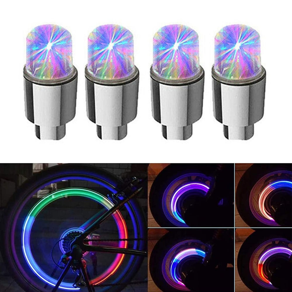 2Pcs LED Bike Wheel Lights Car Tire Valve Stems Motorcycle Waterproof