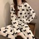 thumbnail image 1 of 2022 Autumn Winter Warm Flannel Women Pyjamas Sets Thick Coral Velvet Long Sleeve Cartoon Sleepwear Thin Flannel Pajamas Set, 1 of 4