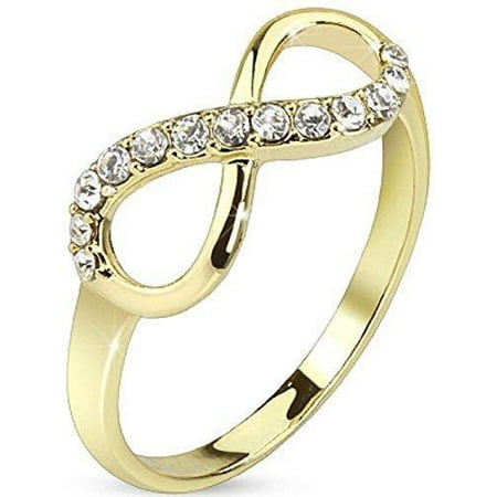 Chain Pave Ring - Pave Gemmed Infinite Ring. Brass with 14Kt Gold Plated Infinity Knot CZ Ring