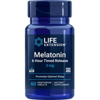 Life Extension Melatonin 6 Hour Timed Release, 3 mg, extended-release formula for optimal sleep support, healthy circadian rhythms, cellular defense, gluten-free, non-GMO, vegetarian, 60 tablets