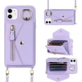 thumbnail image 3 of for iPhone 11 Case Wallet with Strap for Women - Crossbody Lanyard, Zipper Pocket, Credit Card Holder, Ring Stand - RFID Blocking Phone Wallet Case for iPhone 11 (6.1 inch,Purple), 3 of 17