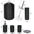 thumbnail image 4 of Bathroom Accessories Set 6 Piece Bath Ensemble with Smooth Surface Includes Soap Dispenser, Toothbrush Holder, Toothbrush Cup, Soap Dish for Decorative Countertop and Housewarming Gift, Black Thread, 4 of 6