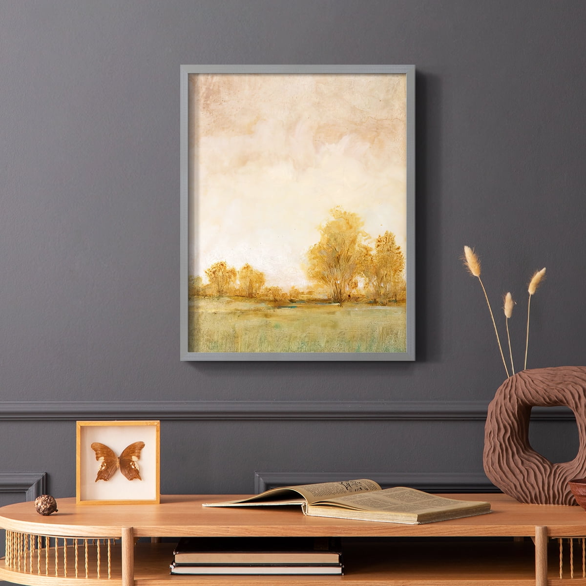 Carefree Day I Framed Print in Gray Solid Wood Framed Print No Nail Hanging