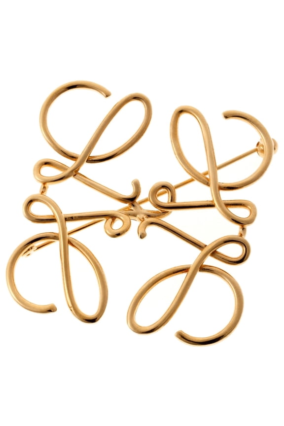 Pre-Owned Loewe Anagram Brooch, item number 111.25.020, metal, gold.