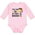 thumbnail image 3 of Inktastic Yes, This is My First Rodeo Cowgirl in Hat and Boots Girls Long Sleeve Baby Bodysuit, 3 of 5