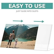 pbf 7x5 Acrylic Sign Holder | 7 x 5 Horizontal Stand Up Slanted Sign Holder | Acrylic Stands for Display | Clear Picture Frame, Menu Table Top Stand, Plastic Flyer Holder (12-Pack)