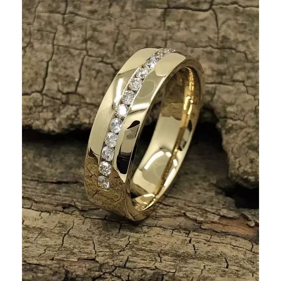 Forever Jewels 2Ct Round Moissanite Mens Wedding Ring 14K Yellow Gold Plated