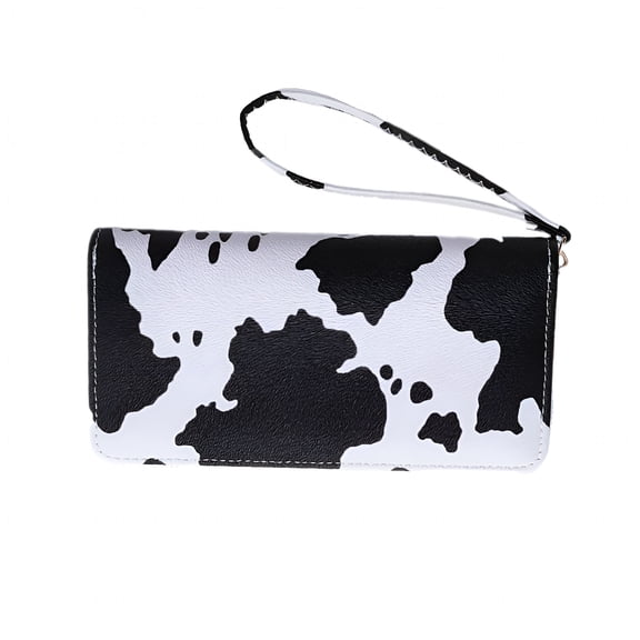 GASTROPOD Stylish Cow Print Handheld Wallet PU Card Holder Purse for Women Cow Print Wallet