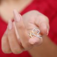 thumbnail image 4 of 0.50 CT Moissanite Twin Heart Interlock Ring (D-VS1 Quality), 18K Yellow Gold, US 7.75, 4 of 7